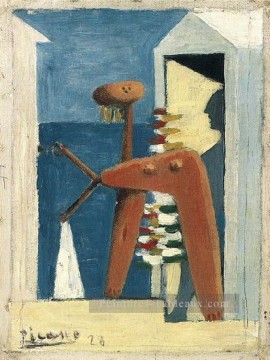 baigneuse baigneuses Tableau Peinture - Baigneuse et cabine 1928 Cubisme